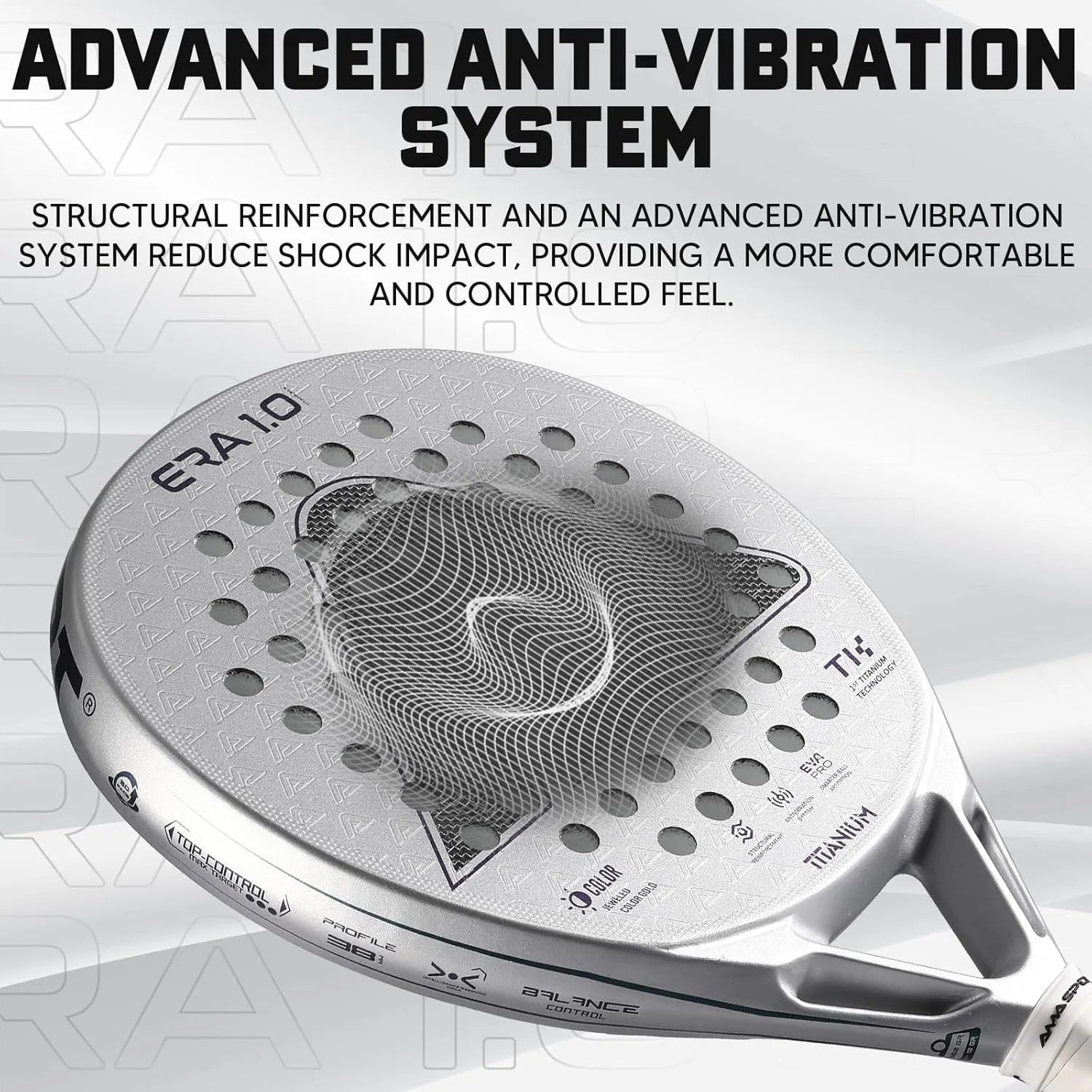 AMA SPORT ERA 1.0 Padel Racket Carbon Fiber Surface with EVA Memory Flex Foam Core Paddle Racket Lightweight Power & Precision Control Padel Racquet for Intermediate and Advanced Players
