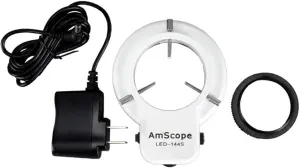 AmScope LED-144S 144 LED Adjustable Microscope Compact Ring Light   Adapter