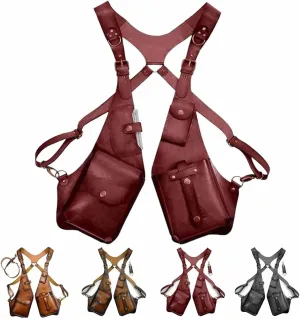 Anti-Theft Bag With Shoulder Harness, Anti Theft Harness Wallet for Men, Mens Leather Harness (Red)