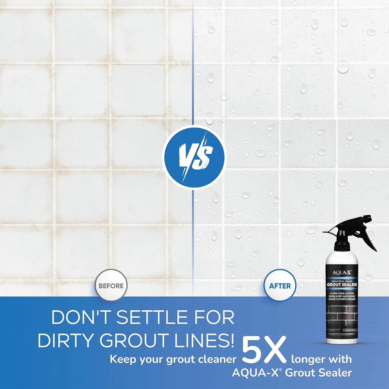 AQUA-X 16 Oz. Grout Sealer, Clear Grout and Tile Sealer, Natural Finish, Professional Grade, Indoor & Outdoor, Fast Dry and Long Lasting Protection