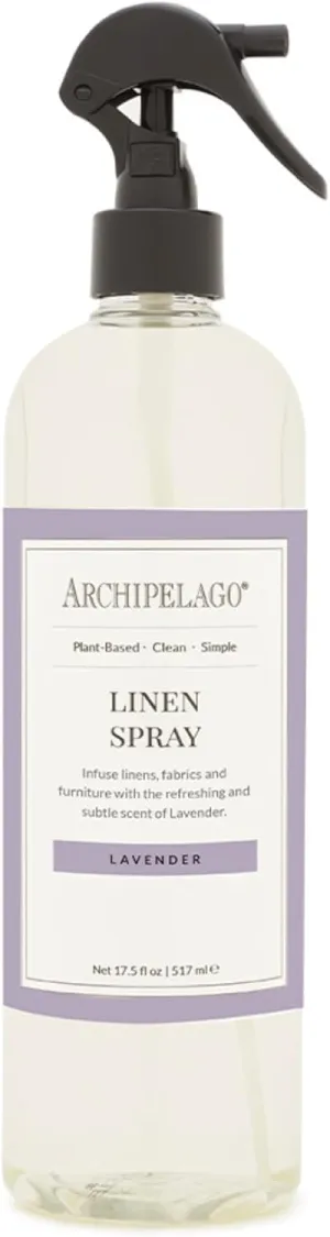 Archipelago Botanicals Lavender Linen Spray – Fabric & Room Freshener with 100% Natural Lavender – Odor Eliminator for Room, Upholstery & Clothes – 17.5 fl oz