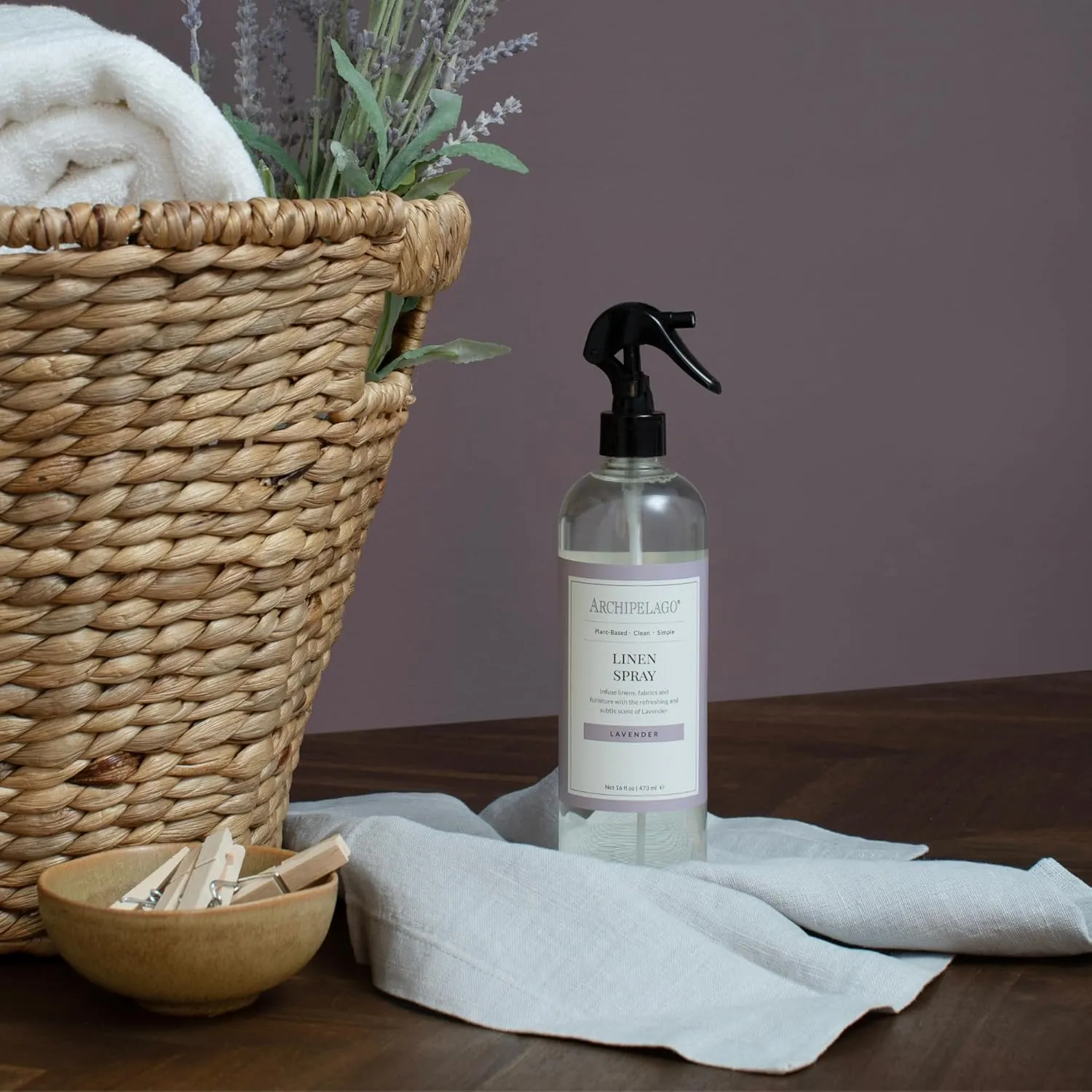 Archipelago Botanicals Lavender Linen Spray – Fabric & Room Freshener with 100% Natural Lavender – Odor Eliminator for Room, Upholstery & Clothes – 17.5 fl oz