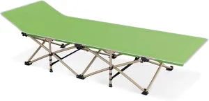 Athena Collection Cot for Adult Sleeping Camping Cot Bed with Side Pocket and Pillow, Heavy Duty Oxford Folding Cot Portable Space Saving Bed for Camping Outdoor Home Travel Support 360lbs Green