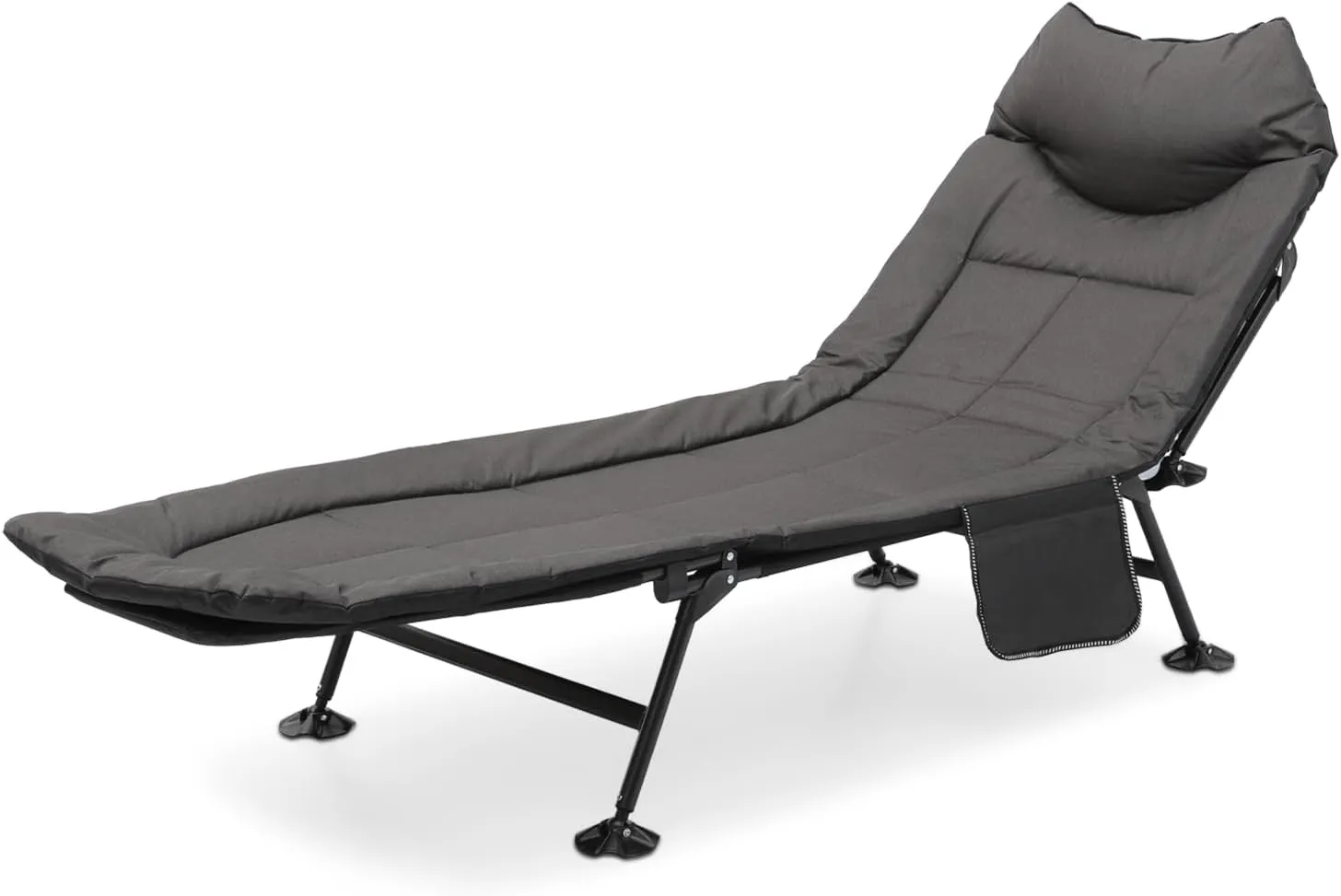 Athena Collection Folding Camping Cot with Mattress, 180° Adjustable Heavy Duty Camping Cot Sleeping Bed for Home Outdoor Travel, Portable Camping Bed with Pillow and Side Pocket for Adults