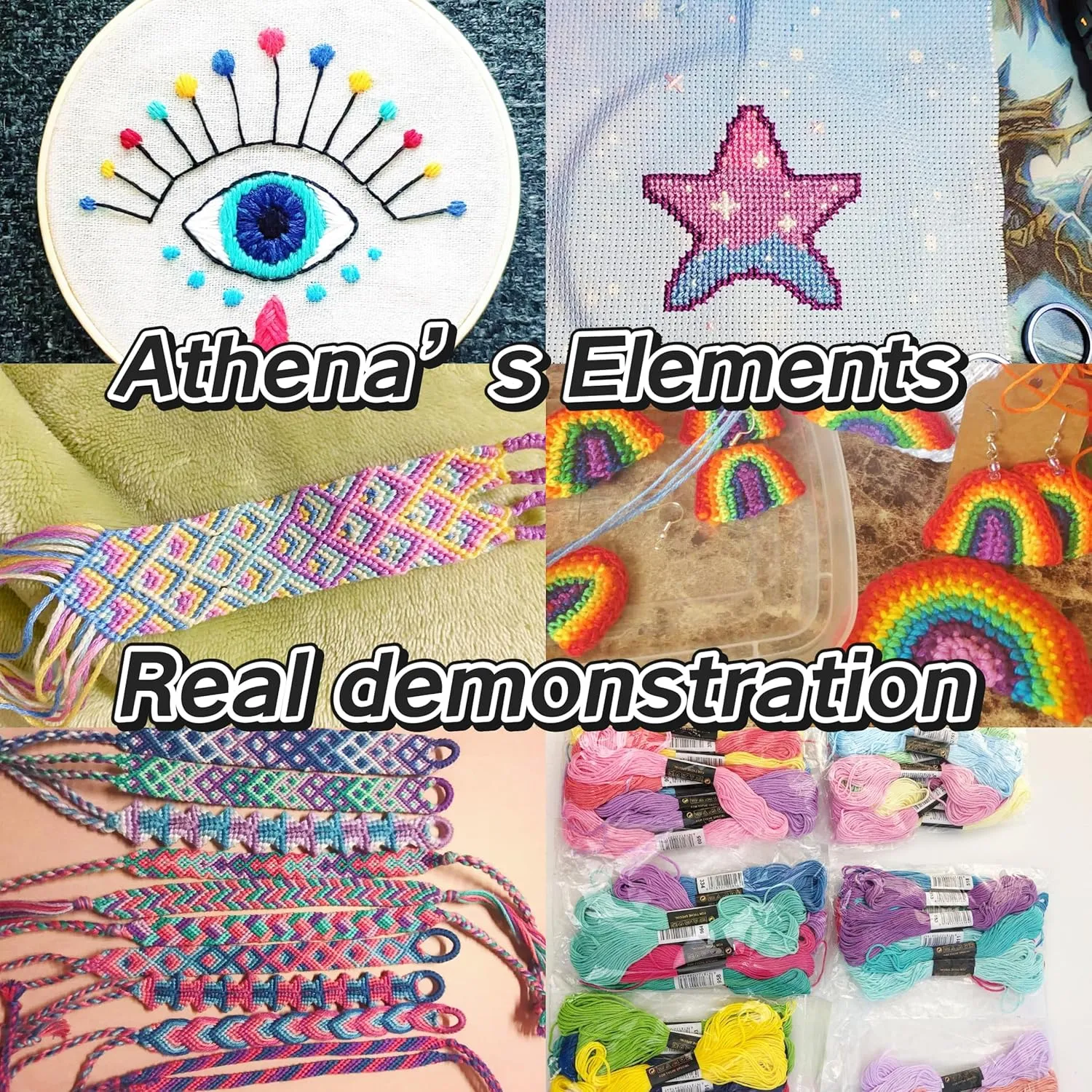 Athena's Elements - Embroidery Floss - 276 Pcs Cross Stitch Thread and Accessories - Perfect for Bracelet Making & DIY Embroidery Projects | Bonus Accessories Included