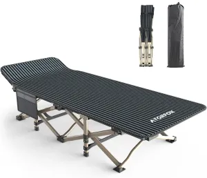 ATORPOK Camping Cot, Outdoor Folding Cot Bed with Pad and Pillow for Adults Heavy Duty Sleeping Cot with Carrying Bag, Portable Camp Cots for Camping Tent Travel Office (Blue)
