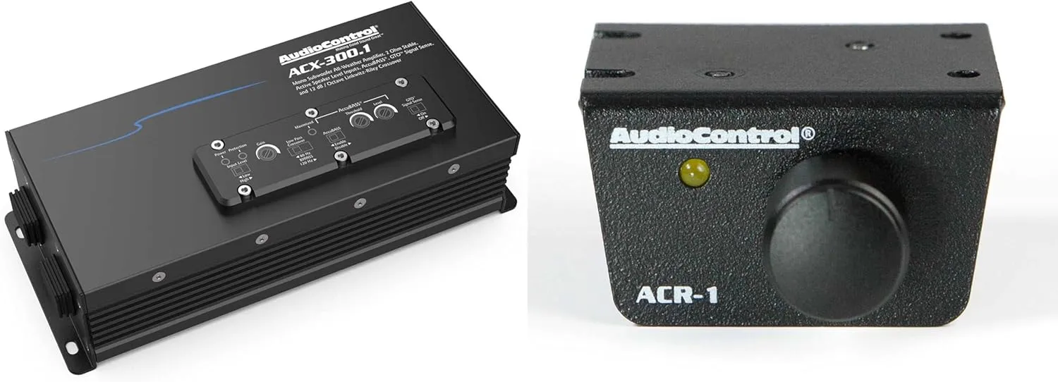 AudioControl ACX-300.1 Mono Powersports/Marine Amplifier — 300 watts RMS x 1 at 2 ohms with 8GA OFC Pure Copper Wiring Kit with ACR-1 Bass Knob Remote
