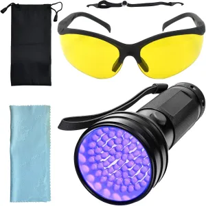 Auto Air Conditioner Leak Detector, Flashlight UV Oil Dye Leak Detection Kit AC Leak Detector Kit with Protective Glasses, AC UV Light Oil Dye Leak Test Detection Kit