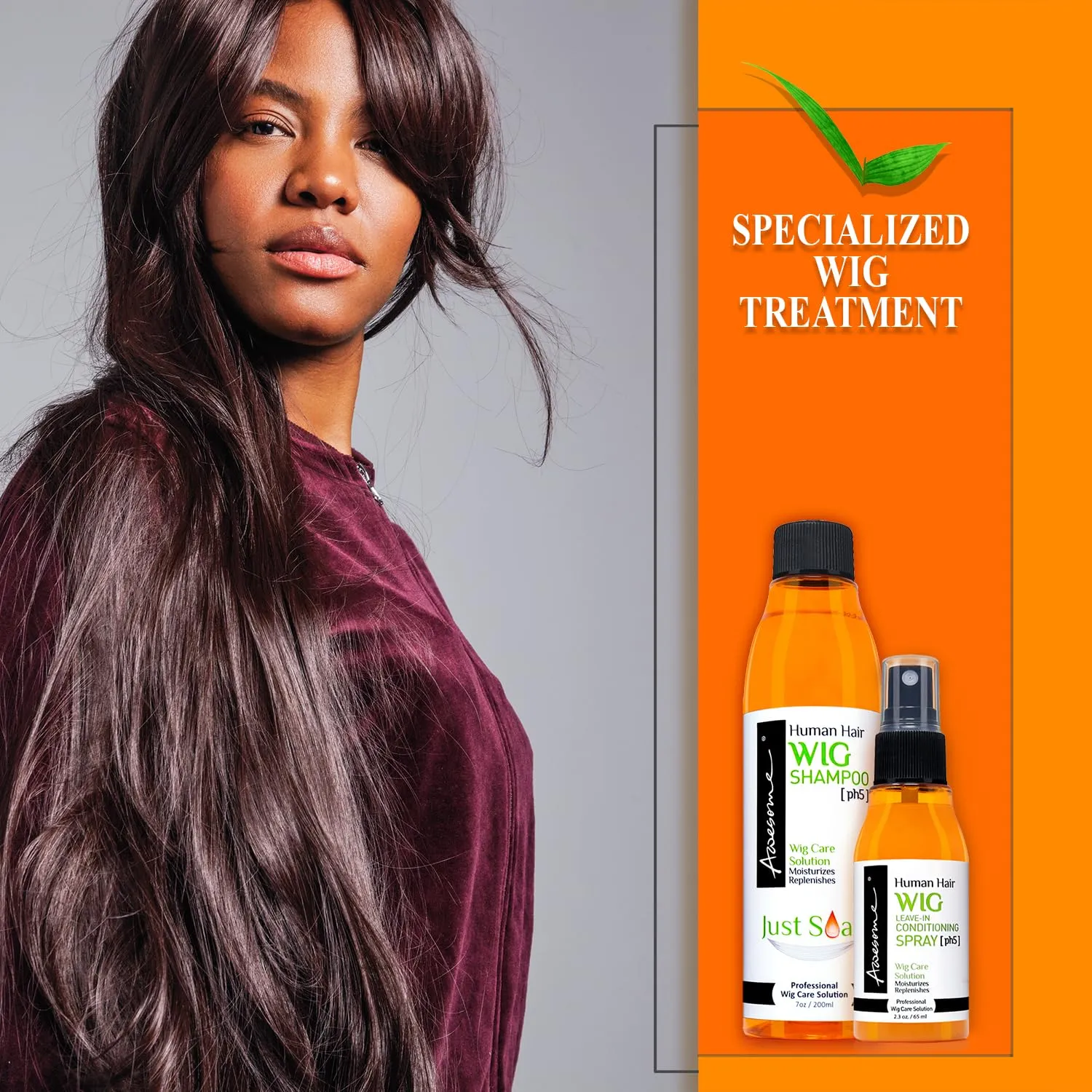 Awesome Human Hair Wig Leave in Conditioner Spray, pH5, Promoting Silkiness, Shine & Freshness I Preventing Dryness, Travel size 2.3 fl oz (1 set of 2)