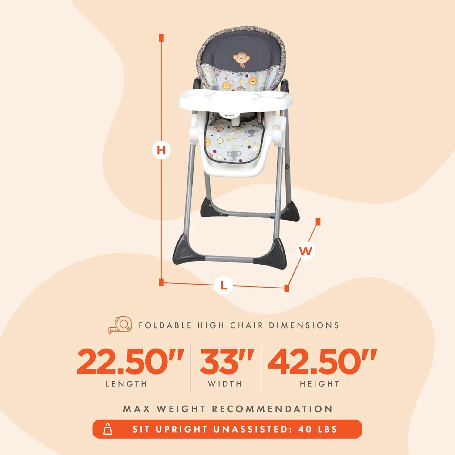 Baby Trend Sit-Right High Chair, Bobble Heads