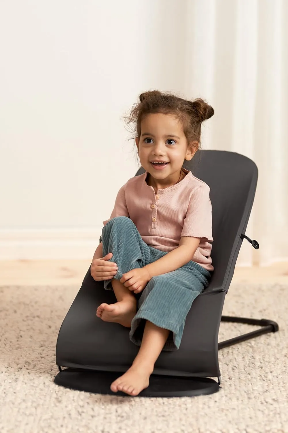 BabyBjörn Bouncer Balance Soft, Dark Gray, Woven/Jersey, Tri-Fabric | 2-in-1 Adjustable Baby Bouncer Seat and Toddler Chair, Newborn to Toddler (8-29 lbs), 4 Positions, Lightweight & Portable