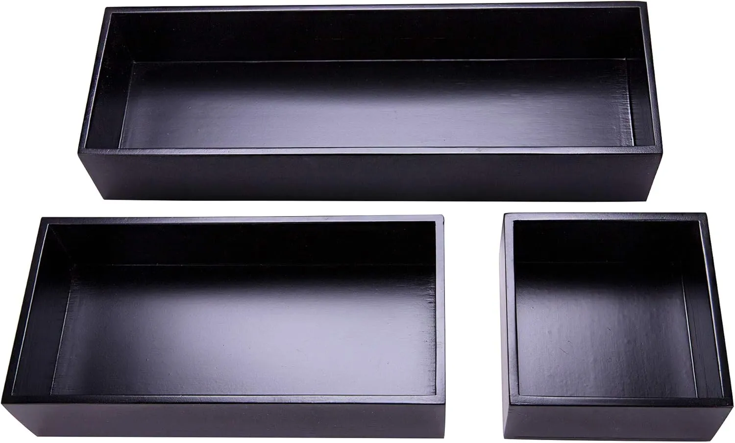 Bamboo Drawer Organizer Box for Office Home Black Orgnizer Boxes Office Organizer Boxes, Black 12"*4"