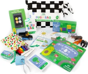BapronBaby Feeding Littles Busy Bag (Black Checkerboard) - Toddler Travel Activity Kit, Restaurant Activity Kit for Independent and Family-Wide Play, Age 3 