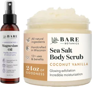 Bare Botanics Coconut Vanilla Body Salt Scrub   Magnesium Oil Spray