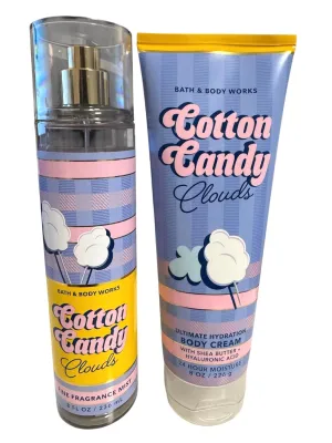 Bath and Body Fine Fragrance Mist Cotton Candy Clouds Gift Set Bundle 8oz Fragrance Mist & Body Lotion