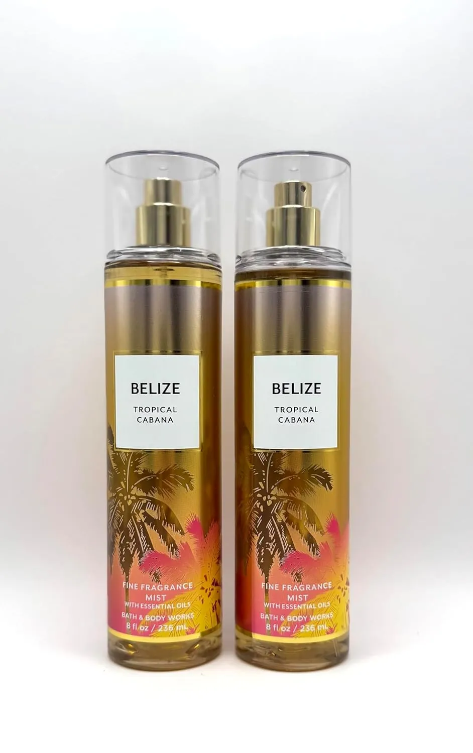 Bath Body Belize Tropical Cabana, Fine Fragrance Mist with Essential Oils, 8 fl oz, Set of 2