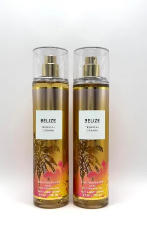 Bath Body Belize Tropical Cabana, Fine Fragrance Mist with Essential Oils, 8 fl oz, Set of 2
