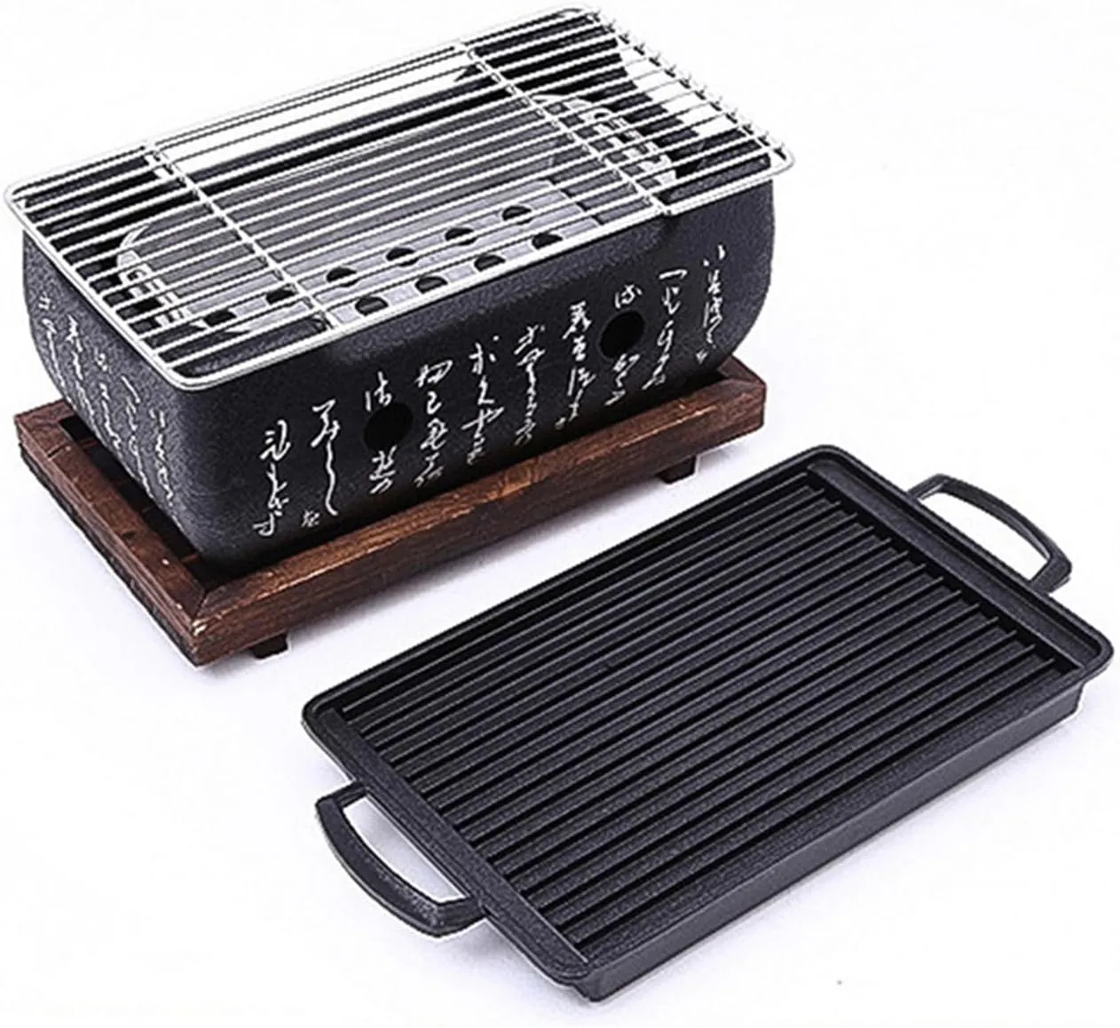 BBQ Grill,Portable Barbecue Grills Pans NonStick Rectangular Grills Plate Baking Tray Barbecue Plate for Indoor Outdoor Cooking