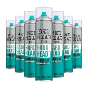 Bed Head TIGI Hard Head Hairspray for Extra Strong Hold - For All Hair Types - With Instant Dry & Natural Shine - Use on Dry Hair - Premium Hair Care Products for Women & Men - 11.7 oz (7 Pack)