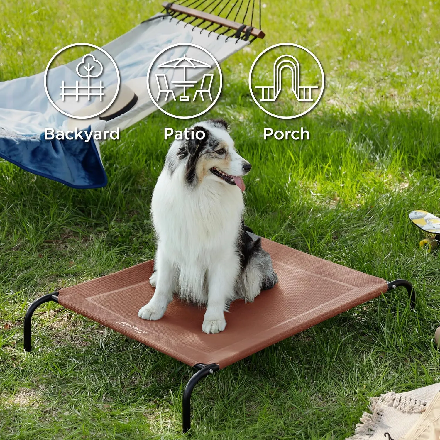 Bedsure XL Elevated Outdoor Dog Bed - Raised Dog Cots Beds for Extra Large Dogs, Portable Indoor & Outdoor Pet Hammock Bed with Skid-Resistant Feet, Frame with Breathable Mesh, Terracotta