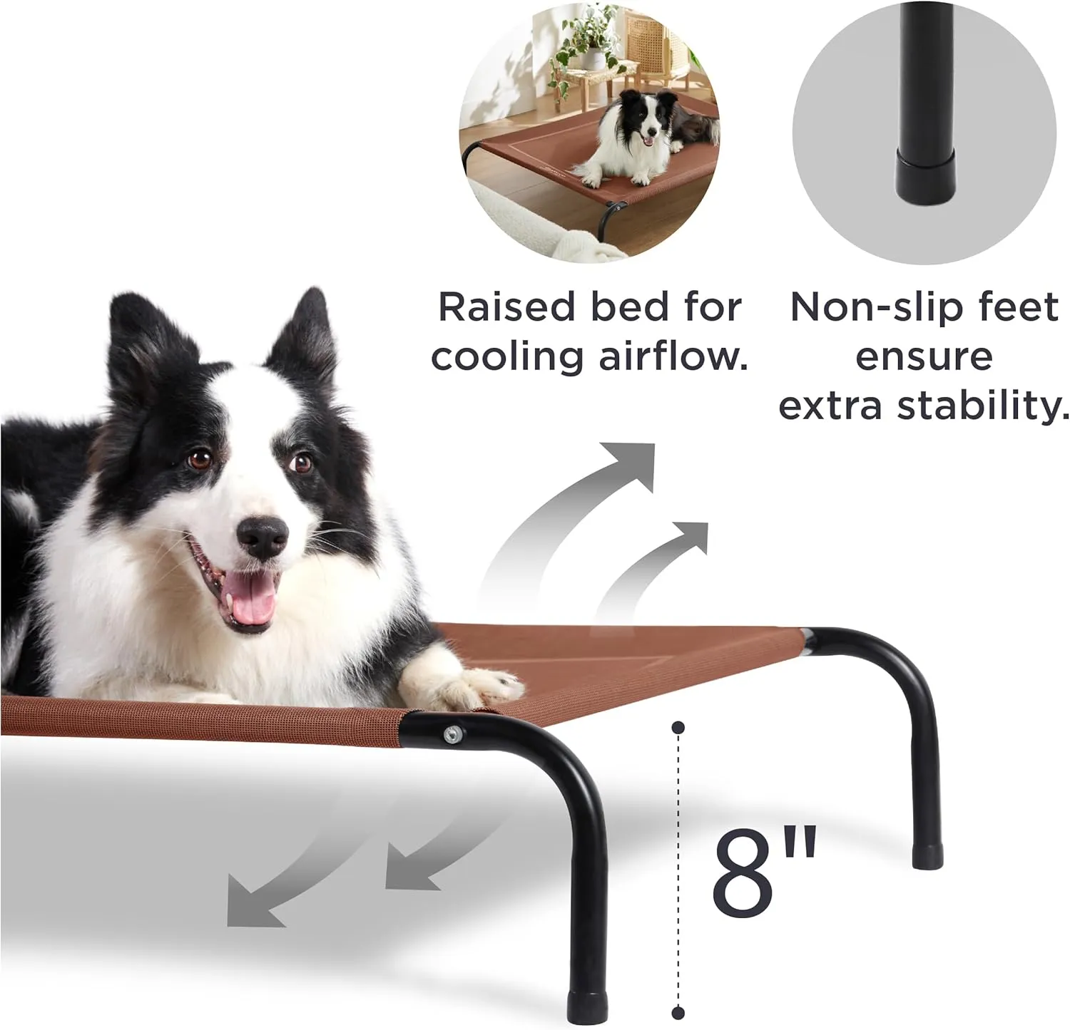 Bedsure XL Elevated Outdoor Dog Bed - Raised Dog Cots Beds for Extra Large Dogs, Portable Indoor & Outdoor Pet Hammock Bed with Skid-Resistant Feet, Frame with Breathable Mesh, Terracotta