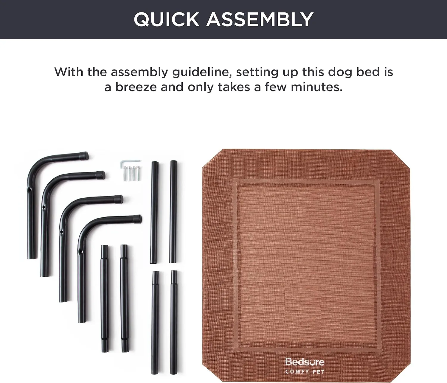 Bedsure XL Elevated Outdoor Dog Bed - Raised Dog Cots Beds for Extra Large Dogs, Portable Indoor & Outdoor Pet Hammock Bed with Skid-Resistant Feet, Frame with Breathable Mesh, Terracotta
