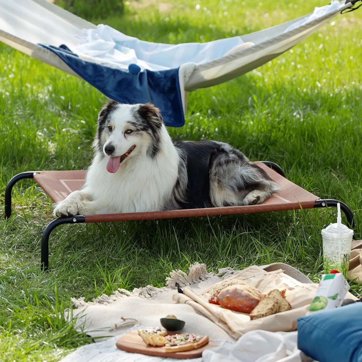 Bedsure XL Elevated Outdoor Dog Bed - Raised Dog Cots Beds for Extra Large Dogs, Portable Indoor & Outdoor Pet Hammock Bed with Skid-Resistant Feet, Frame with Breathable Mesh, Terracotta