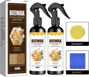 Beeswax Spray Furniture Polish, Wood Cleaner, Wood Floor Polish - For Living Room, Kitchen and Wooden Furniture Floors (Pack of 2) (150 ml)