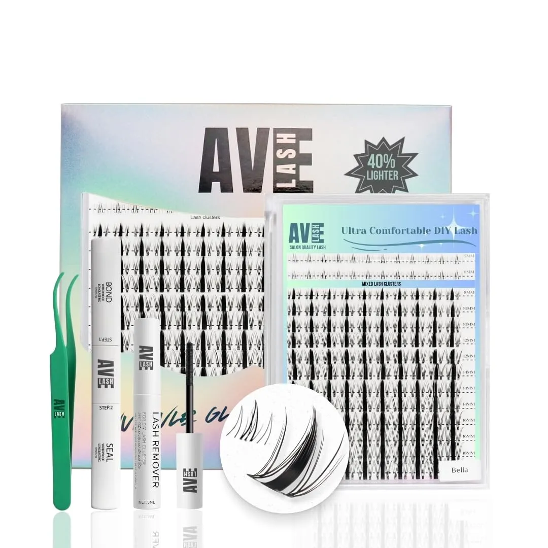 Bella Fairy Undetectable Band Lashes Clusters Kit - Manga Spikes Anime look Eyelash Clusters Kit C Curl- Widespan Diy Lash Extension Kit 8-18mm with 5-6mm Bottom Lash - Wet-look Eyelash Extensions Kit