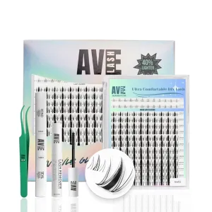 Bella Fairy Undetectable Band Lashes Clusters Kit - Manga Spikes Anime look Eyelash Clusters Kit C Curl- Widespan Diy Lash Extension Kit 8-18mm with 5-6mm Bottom Lash - Wet-look Eyelash Extensions Kit