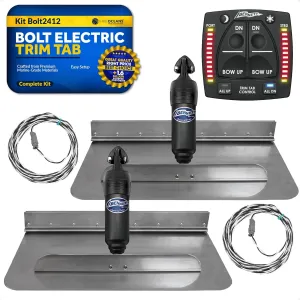 Bennett Marine Bolt Electric Trim Tab System 24" x 12", Includes Integrated Helm Control, Actuators, Wires Harnesses and Mounting Hardware, Complete Kit BOLT2412, 12V DC - FO4585