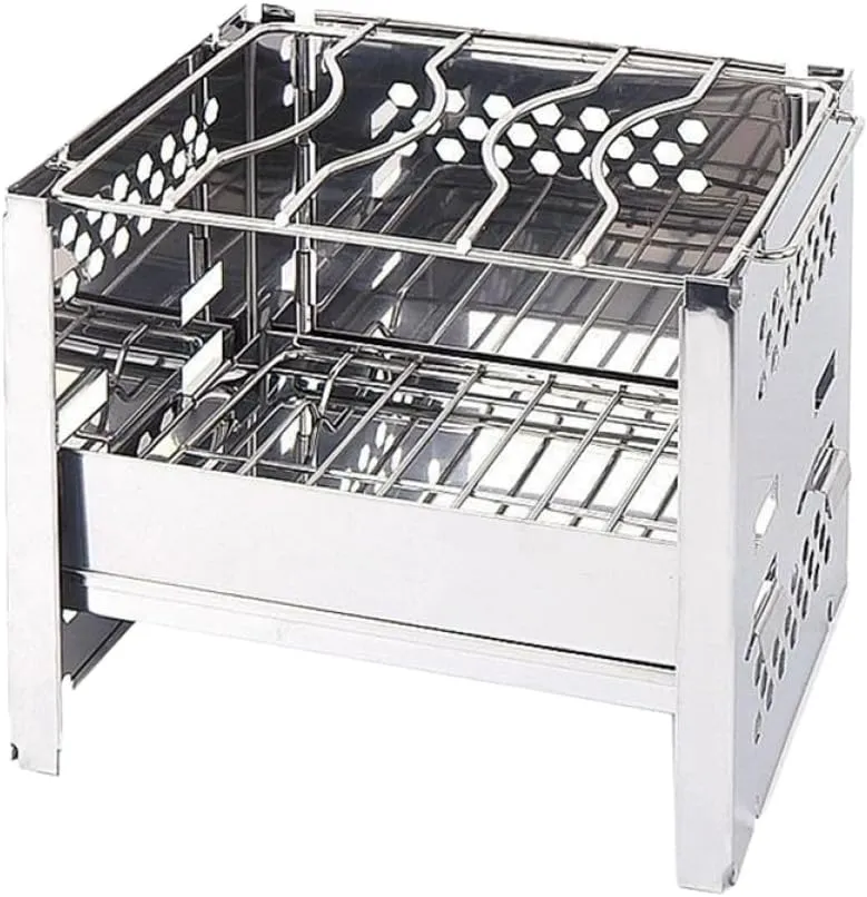 BESPORTBLE 1Pc Mini Stainless Steel Collapsible Bbq Grill Portable Outdoor Cooking Stove for Camping Picnics and Hiking Efficient Burning Design for High Temperature Resistance and Durability