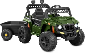 Best Choice Products Kids 12V Electric Ride On UTV Car and Trailer w/Parent Control, LED Lights, 2 Speeds, Bluetooth - Green