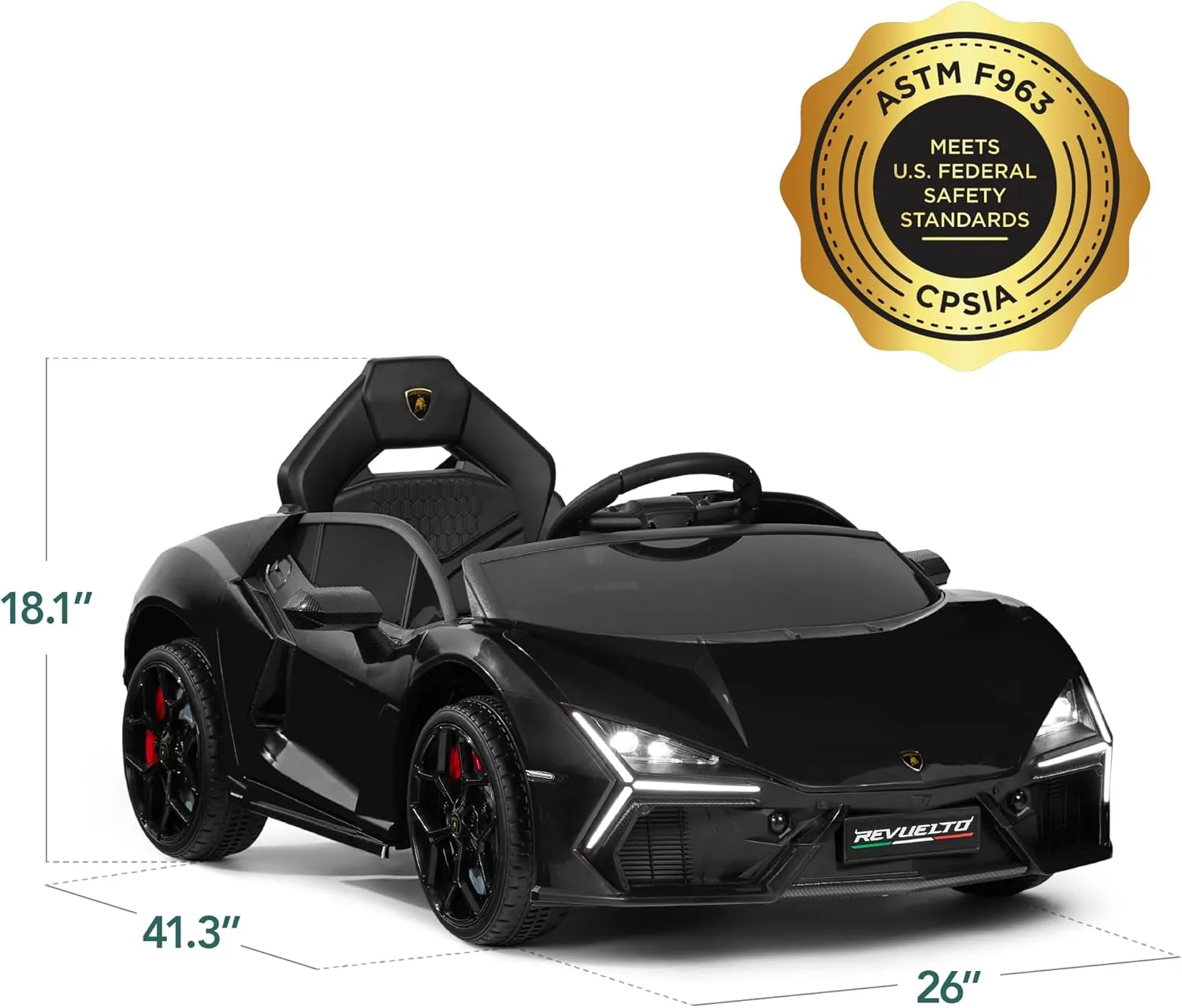 Best Choice Products Licensed Lamborghini Revuelto Kids 12V Electric Ride On Car Toy w/ 66lb Weight Capacity, Parent Control, Bluetooth - Black