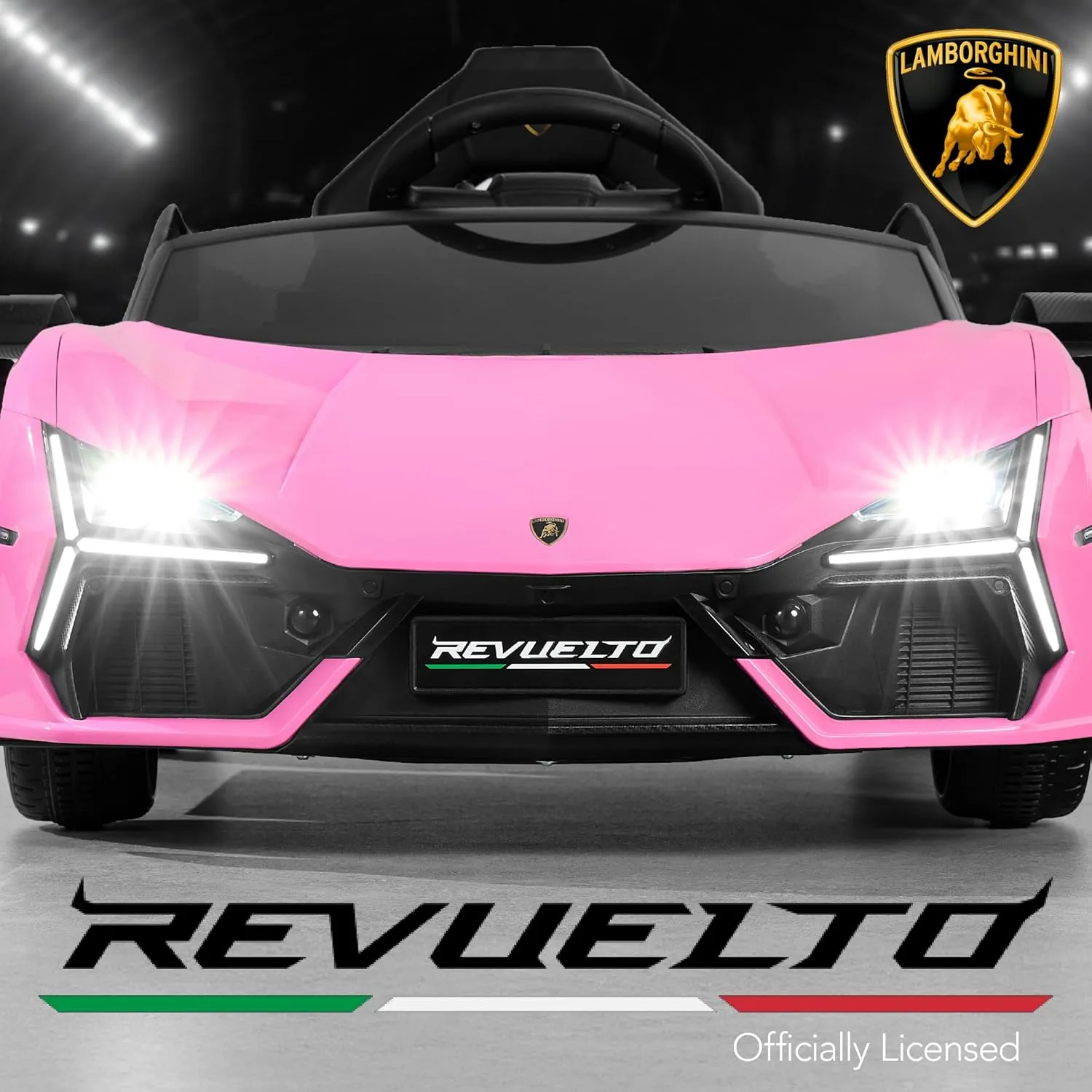 Best Choice Products Licensed Lamborghini Revuelto Kids 12V Electric Ride On Car Toy w/ 66lb Weight Capacity, Parent Control, Bluetooth - Pink