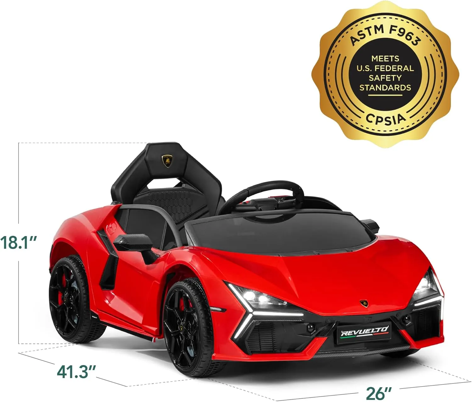 Best Choice Products Licensed Lamborghini Revuelto Kids 12V Electric Ride On Car Toy w/ 66lb Weight Capacity, Parent Control, Bluetooth - Red