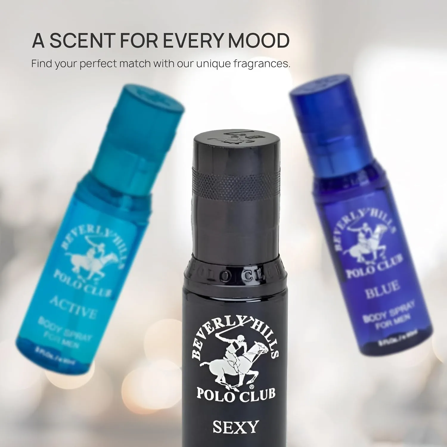 Beverly Hills Polo Club Men's Body Spray Collection Gift Set Featuring Luxury Designer Cologne Scents for Long Lasting Freshness BHPC 3 oz 3 Count (Silver)