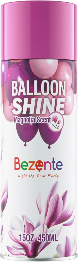 Bezente Balloon Shine Spray - 15 oz Magnolia Scent High Shine Balloon Spray, Waterproof, Long-Lasting Antioxidant, Instant Shiny Effect for Party Balloons Decorations