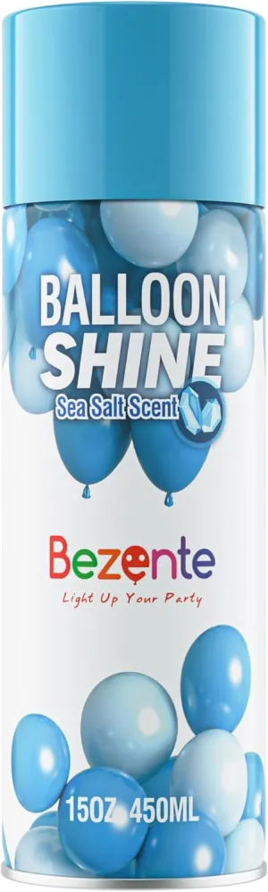 Bezente Balloon Shine Spray - 15 oz Sea Salt Scent High Shine Balloon Spray, Waterproof, Long-Lasting Antioxidant, Instant Shiny Effect for Party Balloons Decorations