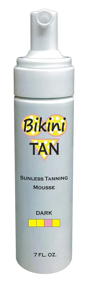 BIKINI TAN - Sunless Self Tanning Foam Mousse - DARK - 7 oz   INCLUDES: Applicator Mitt, Application Gloves and Best Fake Tanner Lotion Spray Sample – Gorgeous, Natural Looking Tan Lasts 7 Days