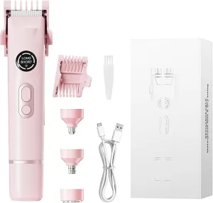 Bikini Trimmer for Women,4 in 1 Electric Razors for Women with Ceramic Blades,Waterproof Pubic Hair and Face Har Trimmer,Replacement Noise Hair and Eyebrow Shaver,Grooming Kit for Travel