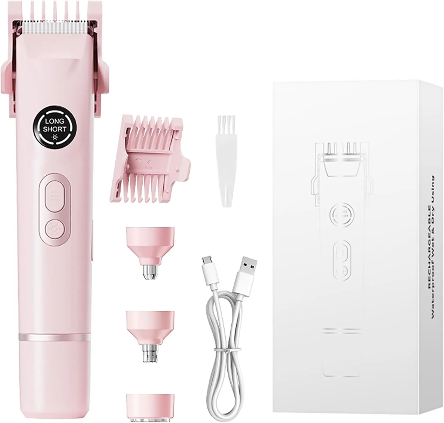 Bikini Trimmer for Women,4 in 1 Electric Razors for Women with Ceramic Blades,Waterproof Pubic Hair and Face Har Trimmer,Replacement Noise Hair and Eyebrow Shaver,Grooming Kit for Travel