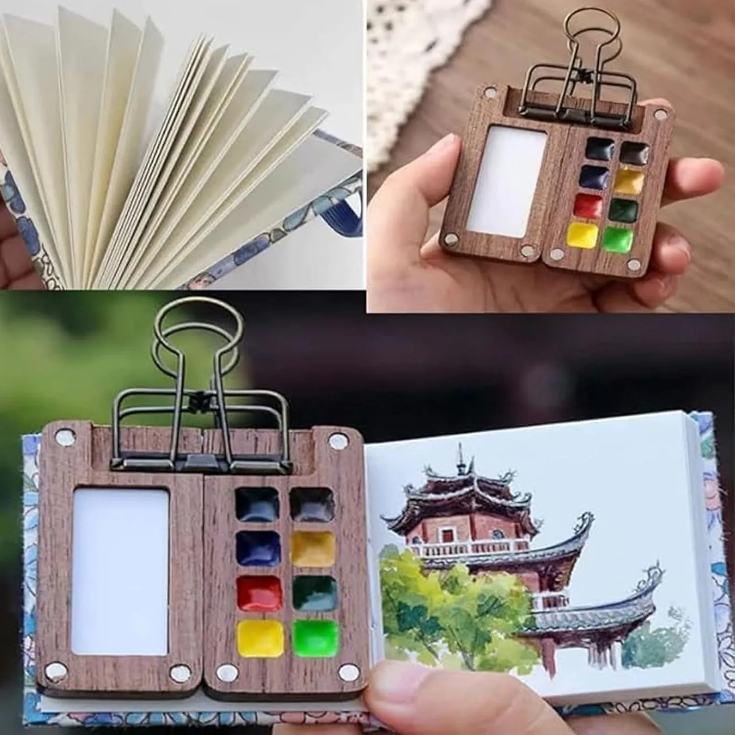 Biora Paint Palette Travel Kit, Biora Paint Set, Biora Mini Paint Kit, Travel Paint Palette Mini with Storage Bag for Painters Artists Students (A)