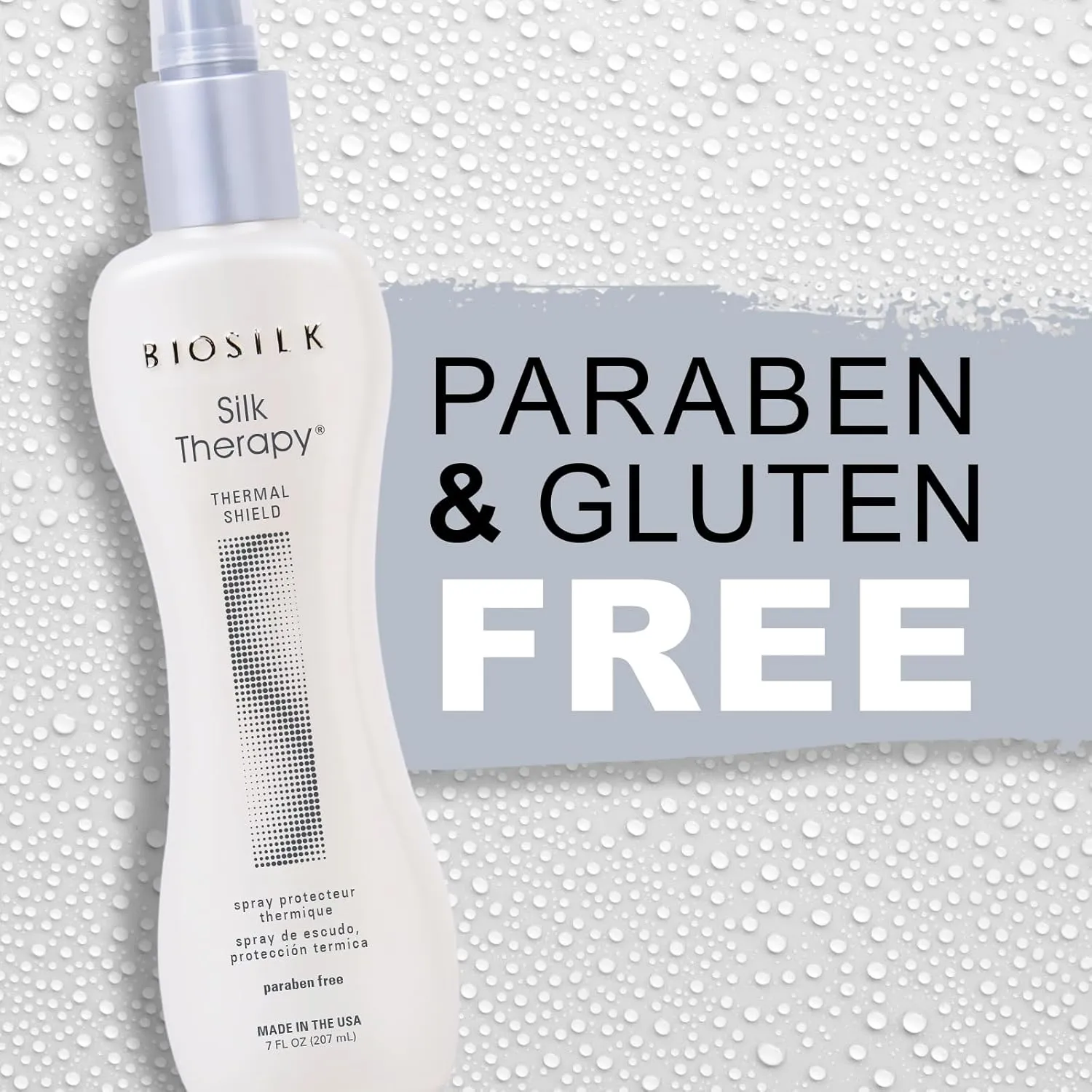 BioSilk Silk Therapy Thermal Shield Protection Spray, Helps Shield Hair From Thermal Damage & Hold Styles, Sulfate, Paraben, & Cruelty-Free, 7 Oz