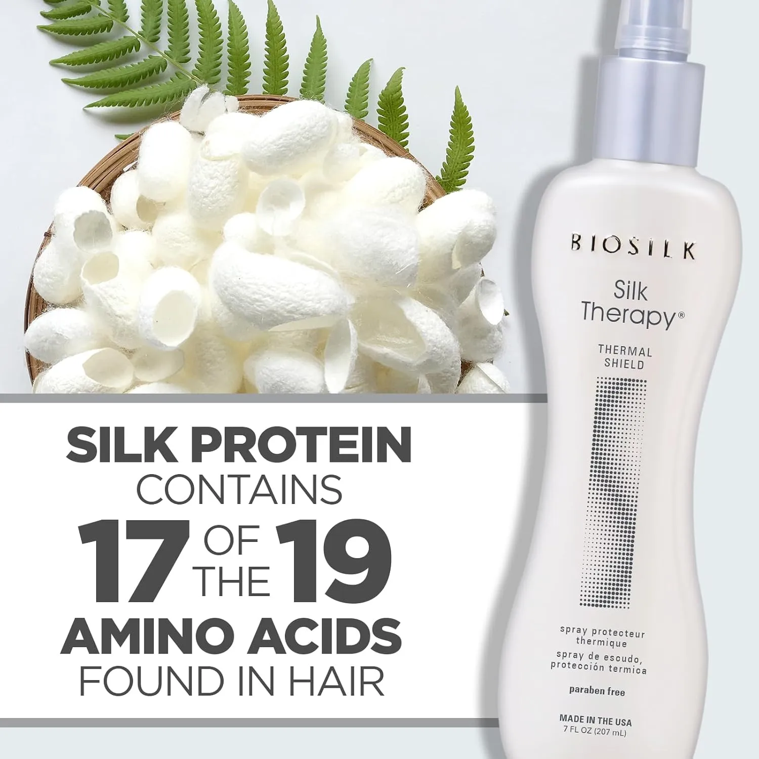 BioSilk Silk Therapy Thermal Shield Protection Spray, Helps Shield Hair From Thermal Damage & Hold Styles, Sulfate, Paraben, & Cruelty-Free, 7 Oz