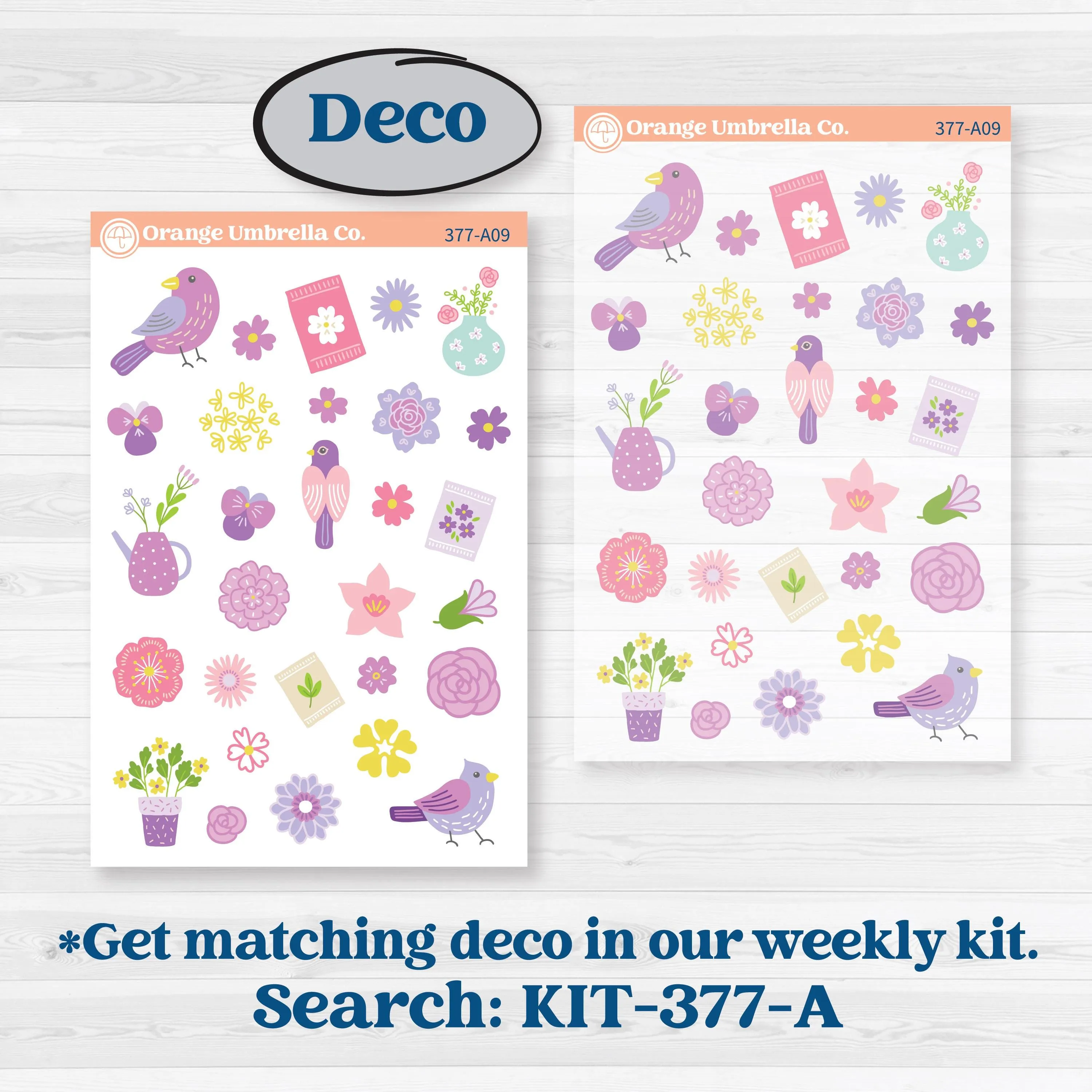 Bird Butterfly and Flower Kit | Freestyle Kit Any Planner Kit Stickers | Very Violet | KIT-377-K