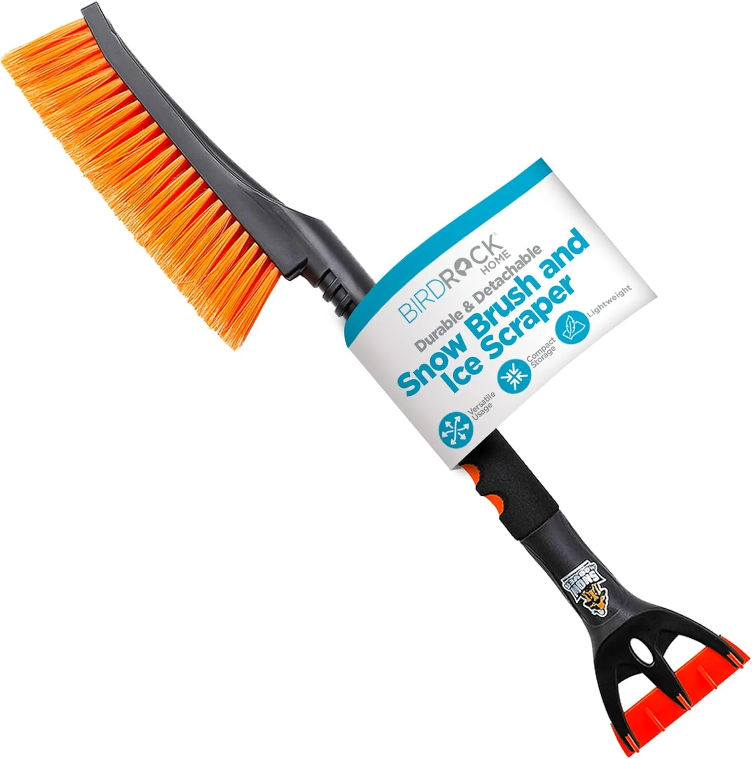 BIRDROCK HOME Snow Brush with Detachable Ice Scraper for Car - Flexible Snow Remover and Windshield Cleaning Tool with Wide Bristle Brush - Winter Sweeper for Auto, SUV - Size: 24" L x 9" W - 1 Pack