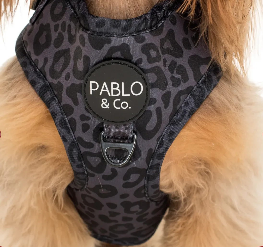 Black & Grey Leopard Print Adjustable Harness