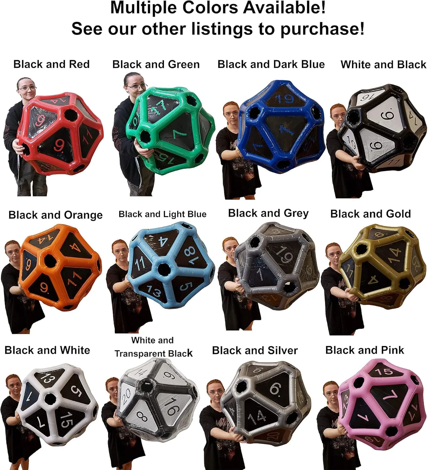 Black Bazaar Large D20 Dice Inflatable Extra Large Giant Gaming DND Tabletop RPG Roleplaying Dungeons and Dragons