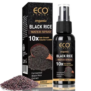 Black Rice Water Serum Spray for Hair Growth with Hydrolyzed Rice Extract, Zingiber, Castor Oil for Thicker Longer Fuller Hair, Women & Men